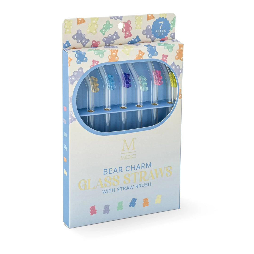Glass Bear Straw Set