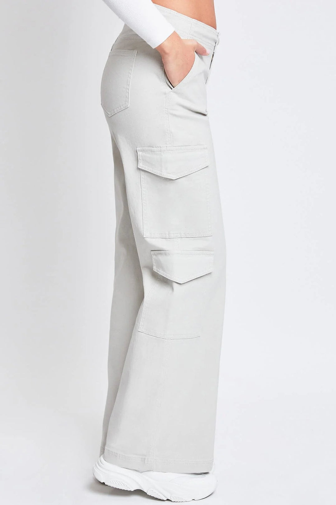 stone high rise double pocket wide leg cargo