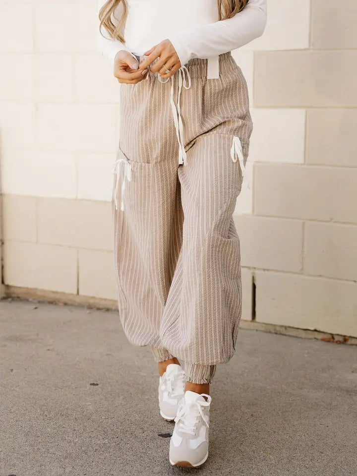 Brown Paisley Lantern Pants | Knot Waist Pants | Loungewear