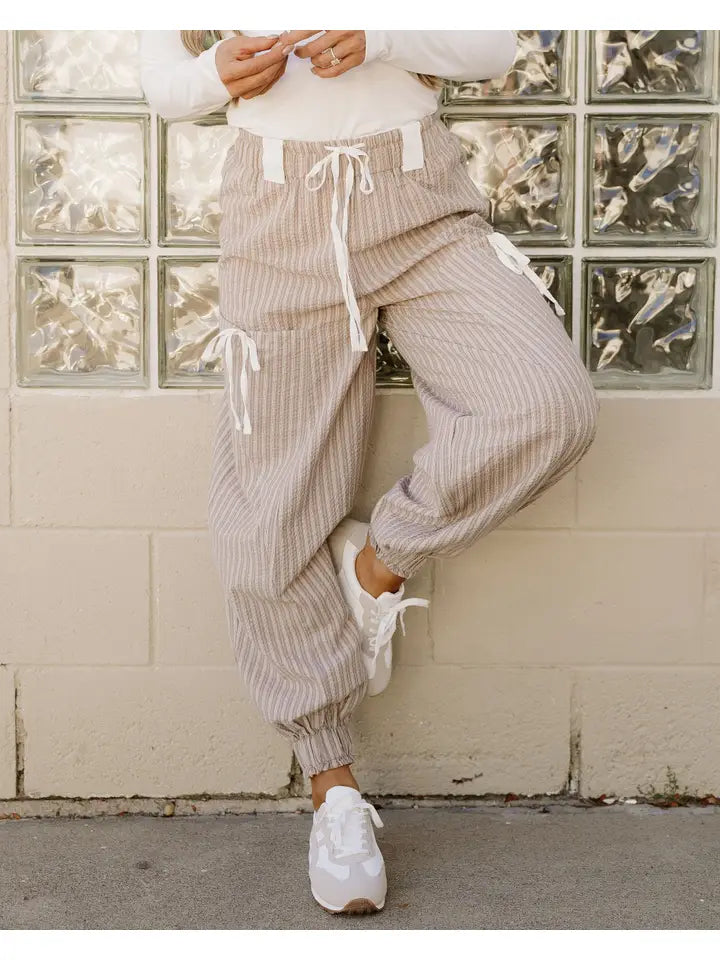 Brown Paisley Lantern Pants | Knot Waist Pants | Loungewear
