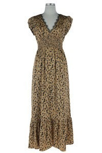 Animal Print Smocked Maxi Dress