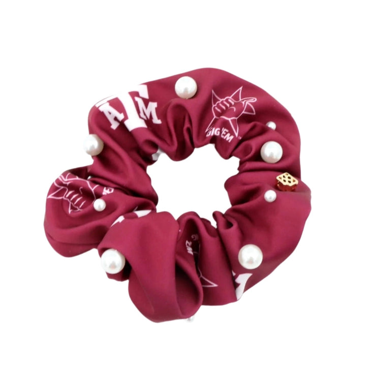 Texas A&M White and Maroon Dual Scrunchie