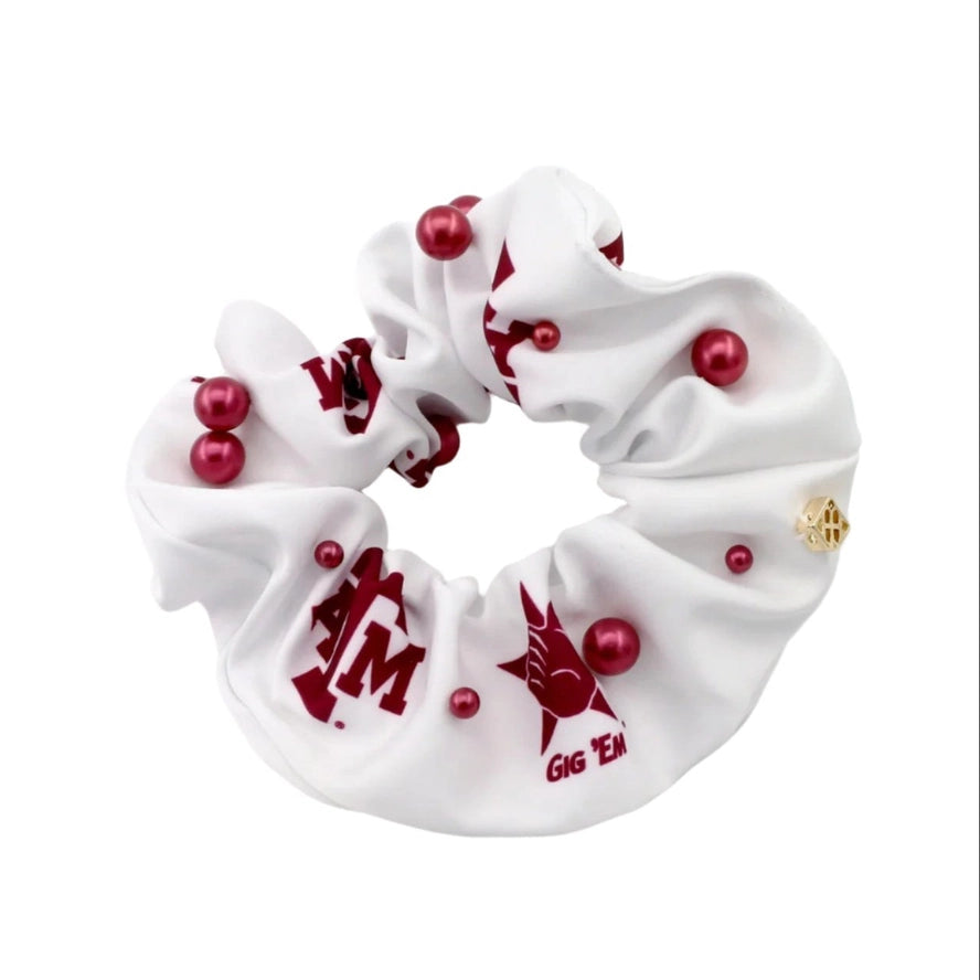 Texas A&M White and Maroon Dual Scrunchie