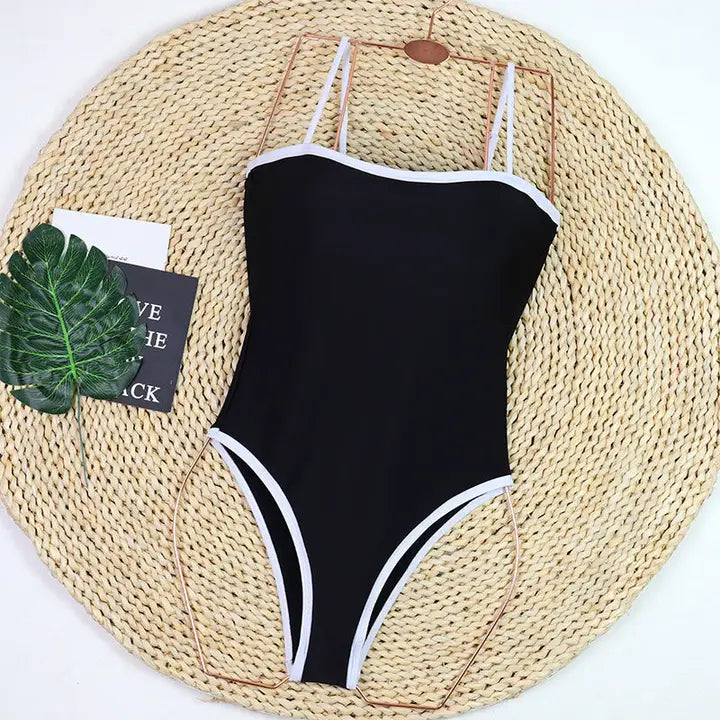 Simple Color Block One Piece Swimwear