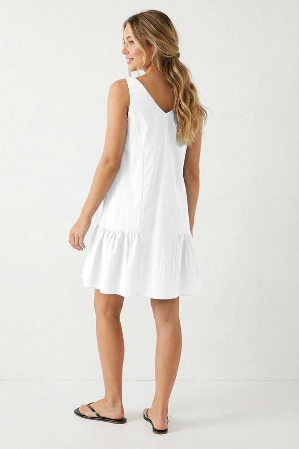 Button Detail Ruffle Mini Dress
