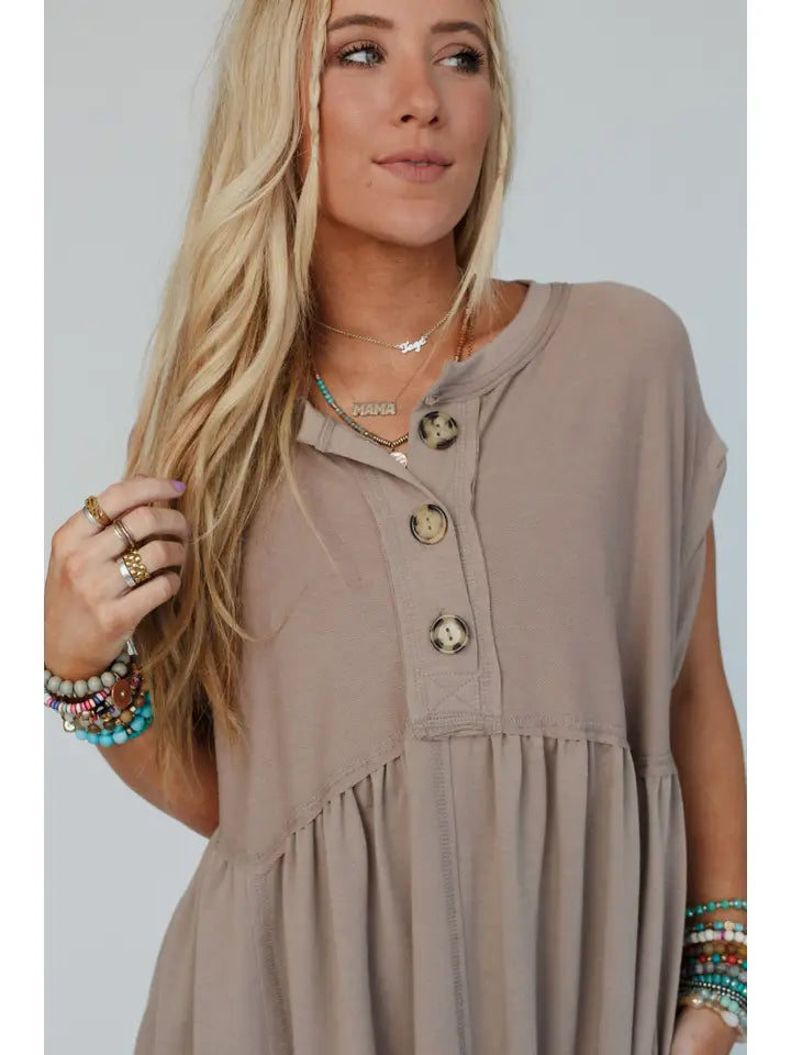 Sweet Nothings Baby Doll Dress - Khaki
