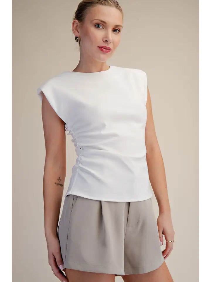 Candice Shoulder Pad Gathering Detail Top