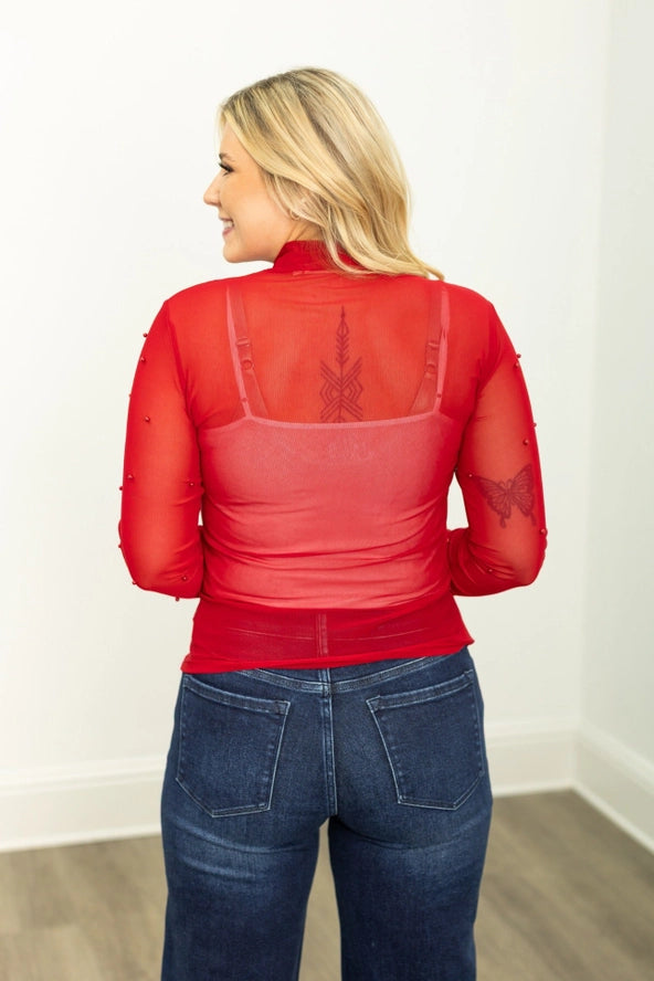 Nora Mesh Top - Red