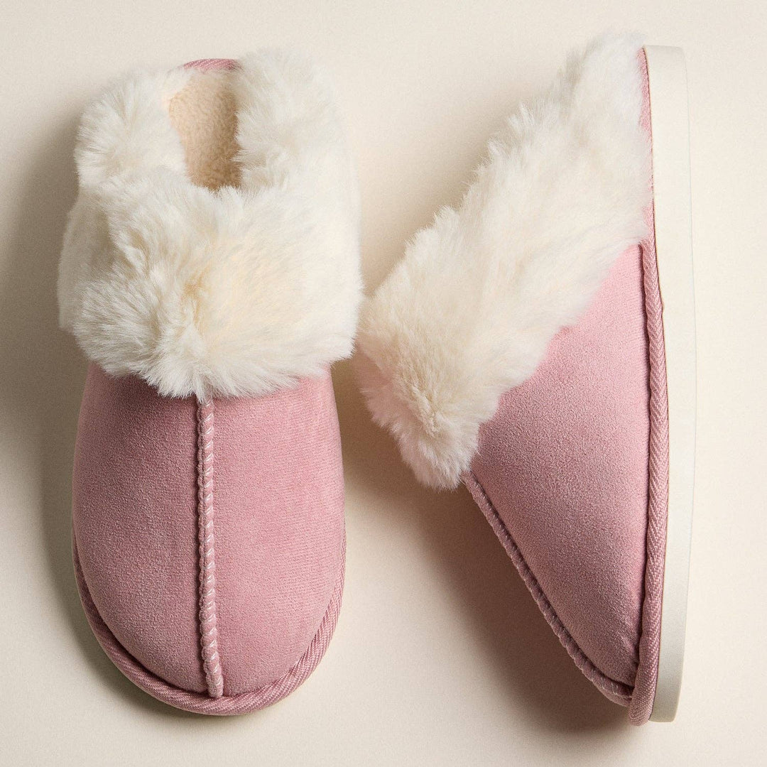 Pink Faux Suede Fur slippers