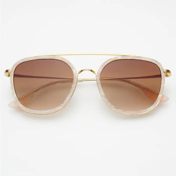 Weston Acetate Round Unisex Sunglasses - Light Pink / Brown