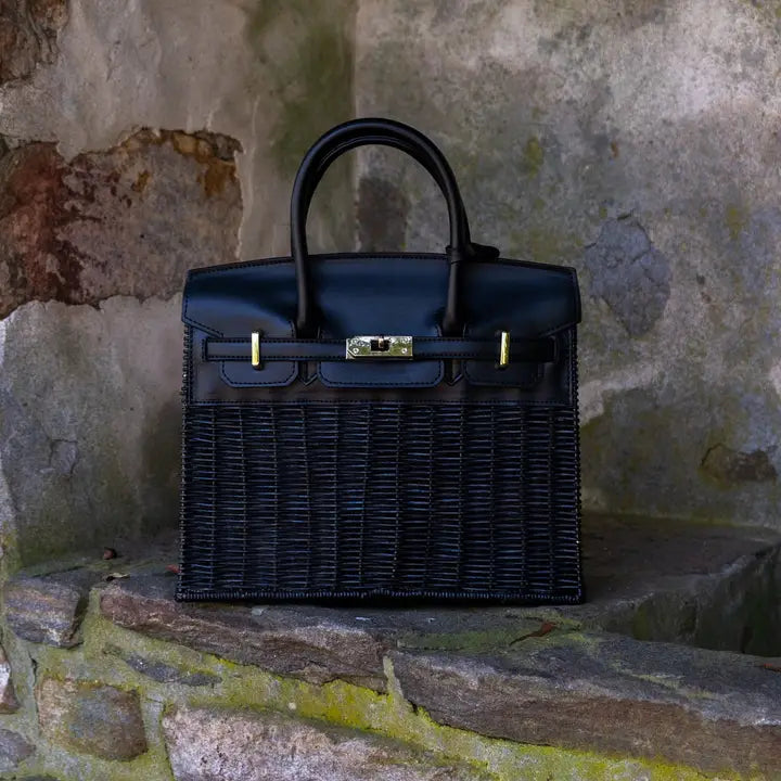 Margo Black Wicker Handbag