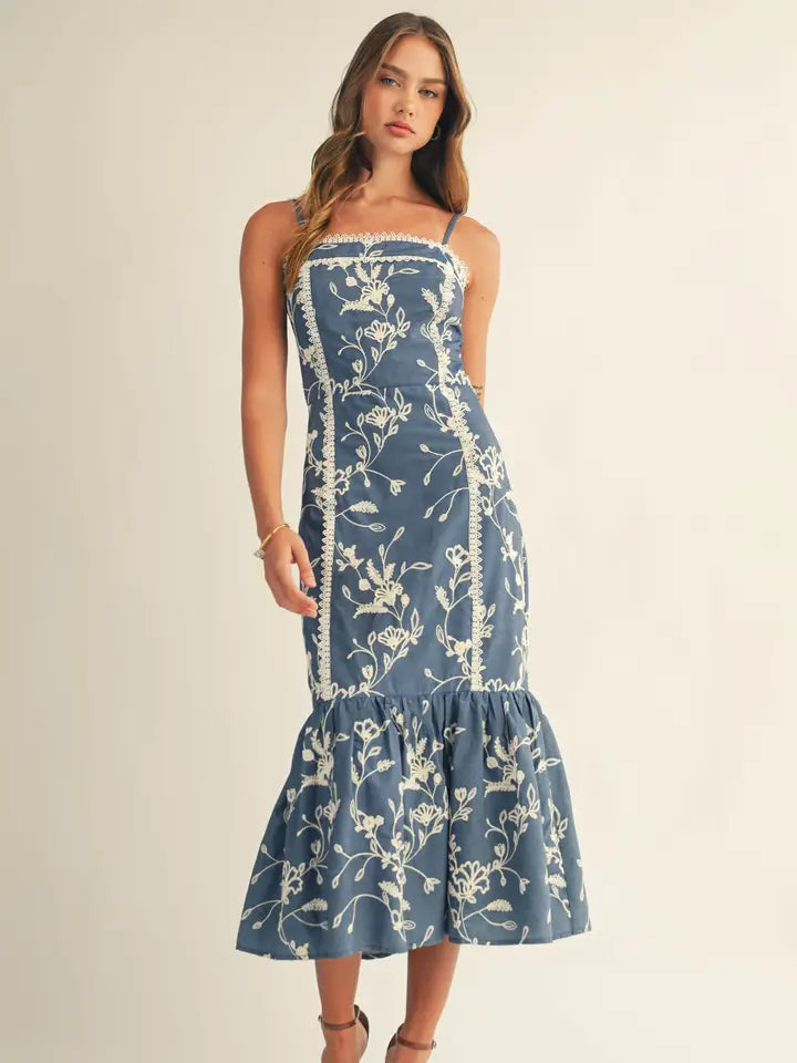 Embroidered Midi Dress