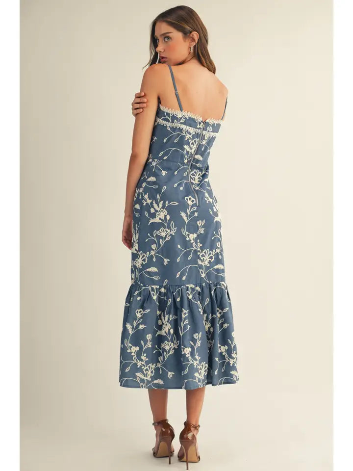 Embroidered Midi Dress