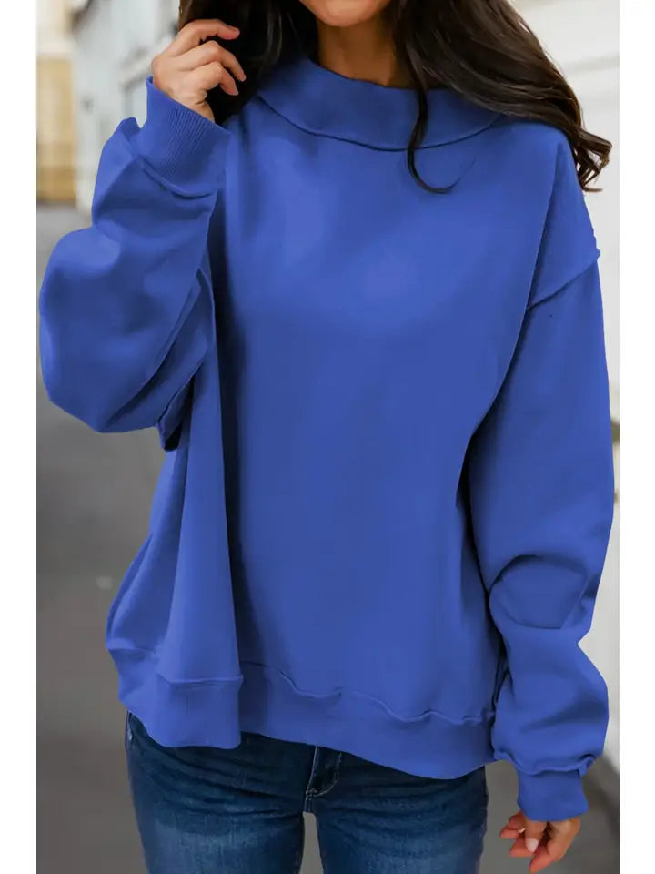 Reversible Oversized Mock Neck Sweatshirt | S-Xl