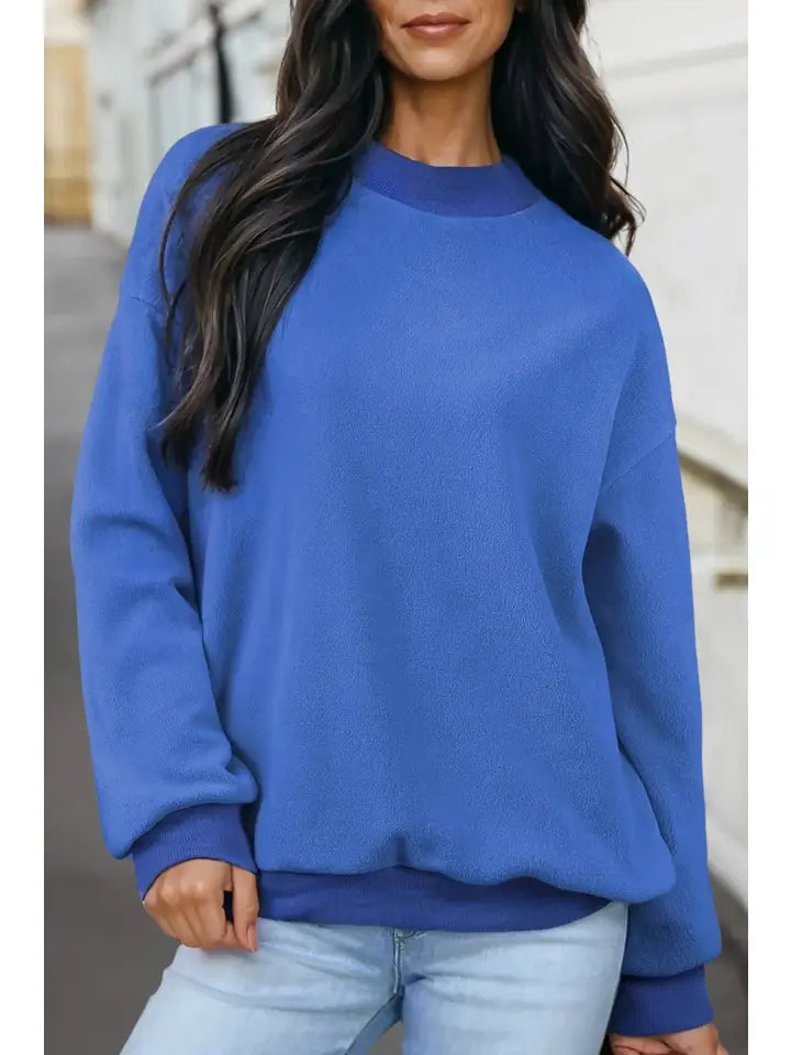 Reversible Oversized Mock Neck Sweatshirt | S-Xl