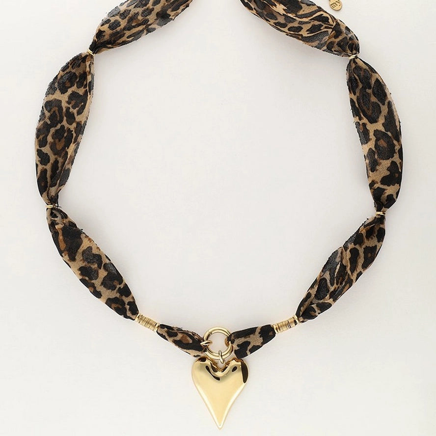 Leopard Print Heart Stainless Steel necklace