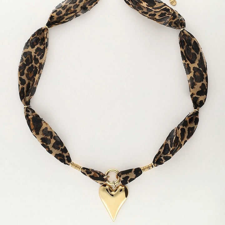 Leopard Print Heart Stainless Steel necklace