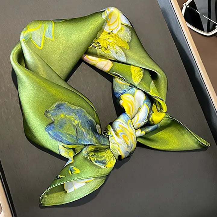 Oil Painting Floral Silk Square Scarf