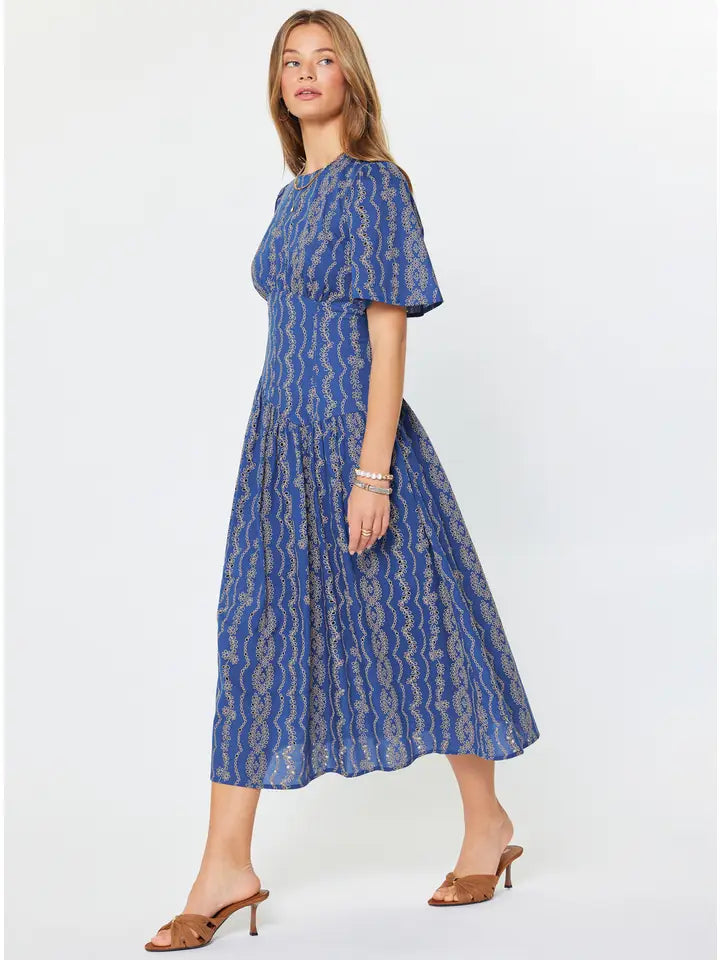 Embroidered Half Sleeve Maxi Dress
