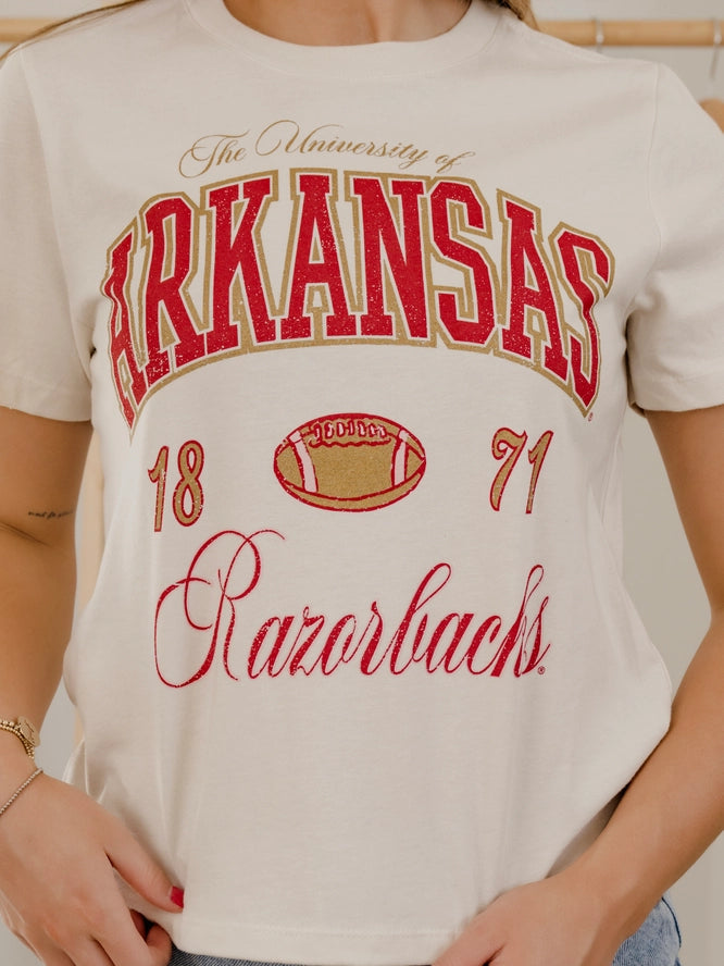 Arkansas Razorbacks Wave Arch Off White Tee