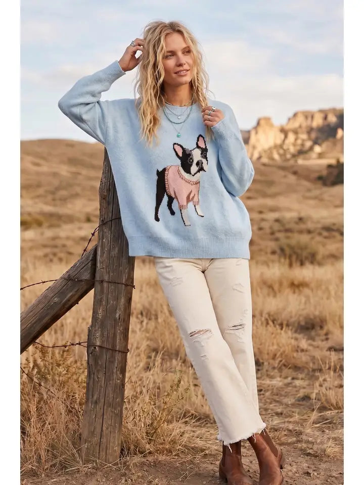 French Bulldog Graphic Oversized Sweater