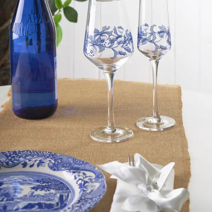Spode Blue Italian Set of 4 Champagne Flutes