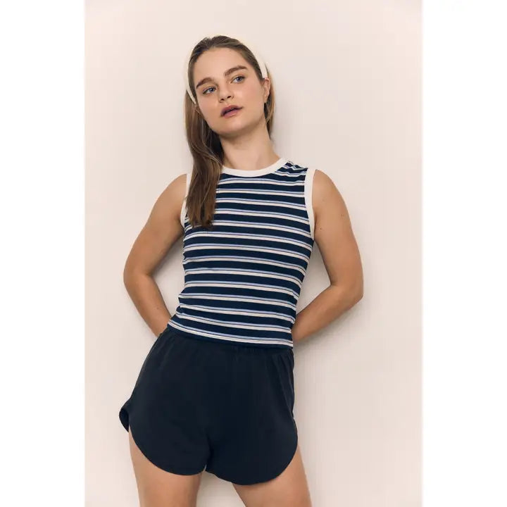 Stripped Sleeveless Cotton Tank