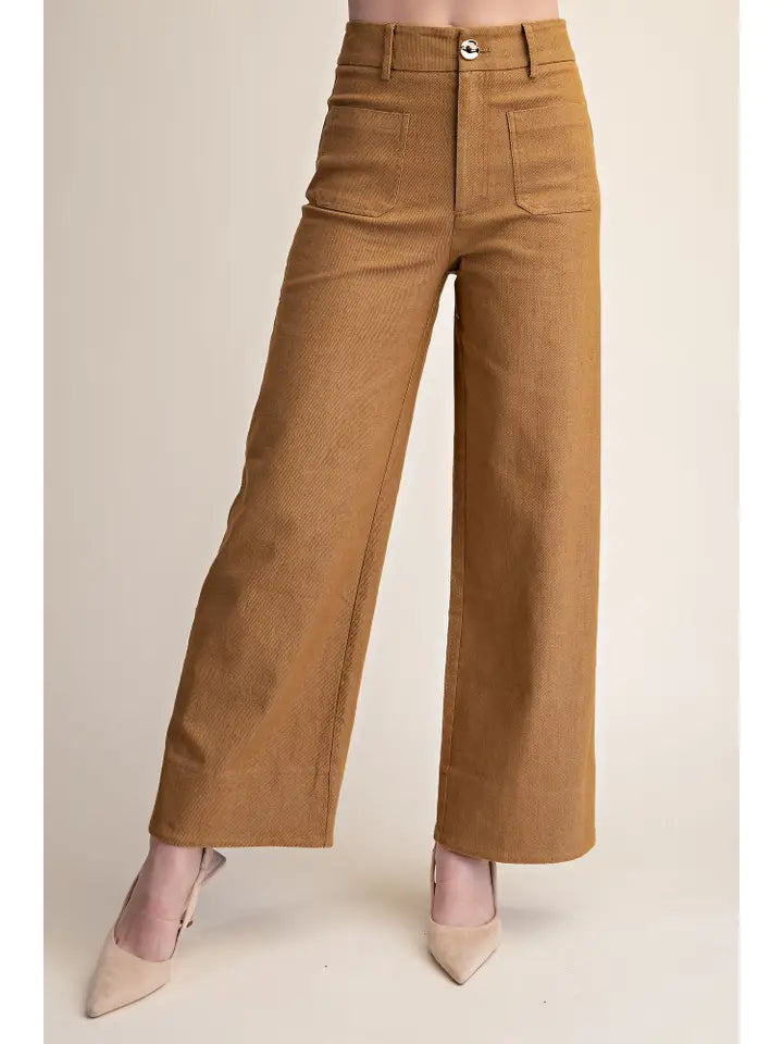 Stretchy Jeans High Rise Front Pocket Wide Leg
