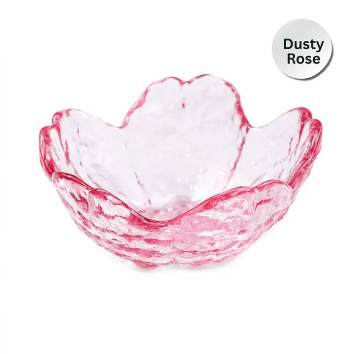 Glass Flower Dice Holder For Mahjong- Dusty Rose