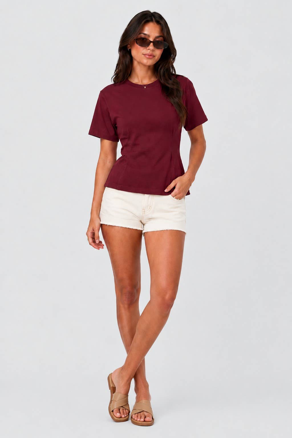 CINCHED WAIST SHORT SLEEVE TOP