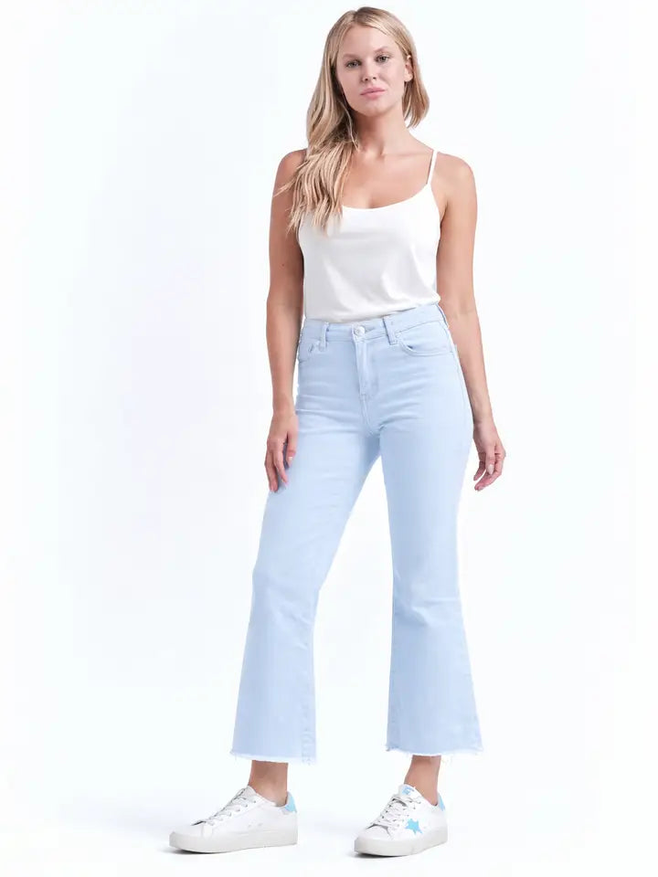 27'' Demi Boot Jean w/ Frayed Hem in Ice Blue
