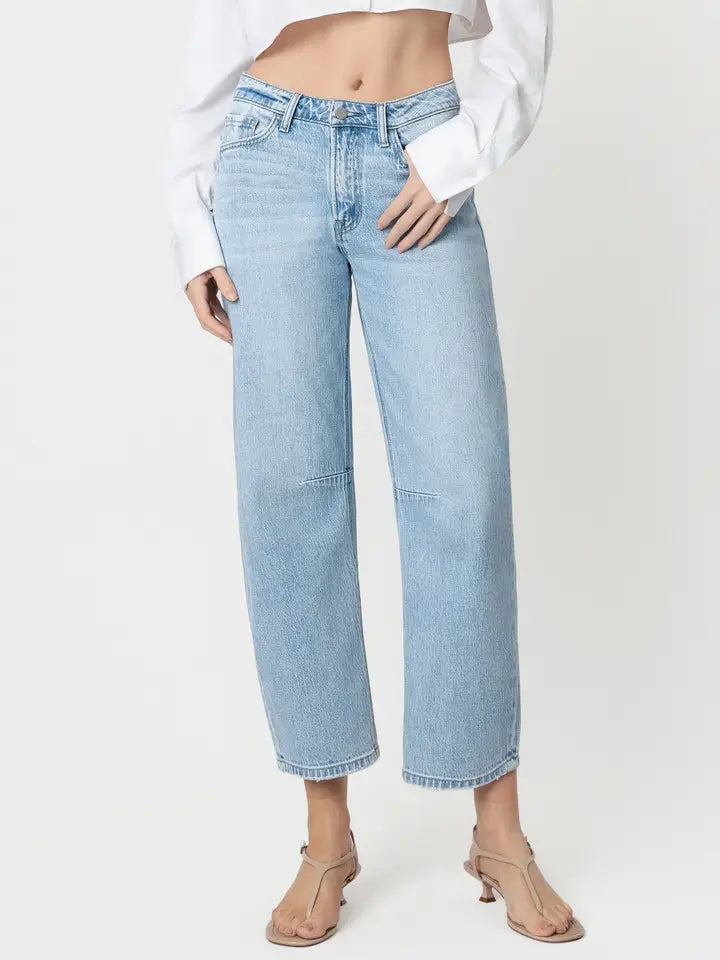 High Rise Light Wash Wide Barrel Jeans