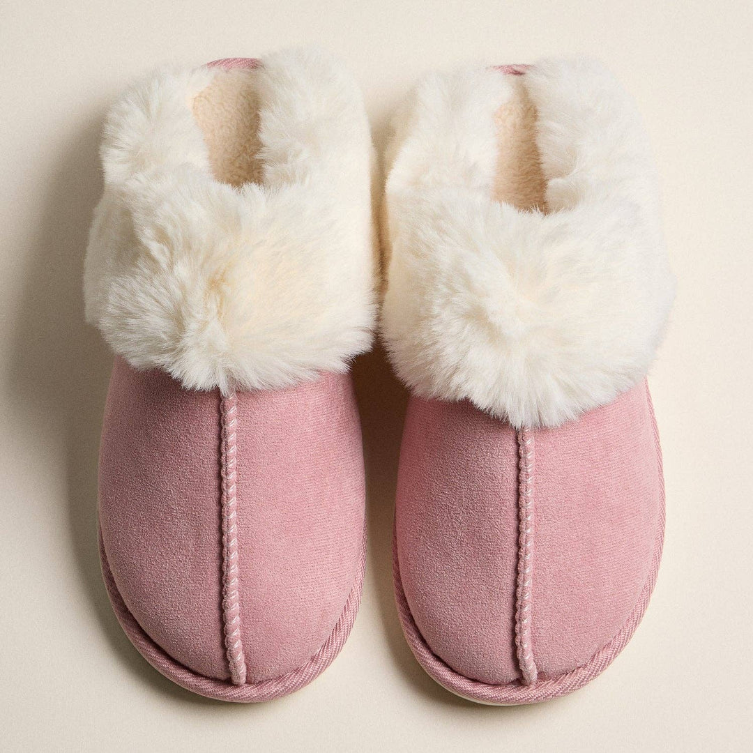 Pink Faux Suede Fur slippers