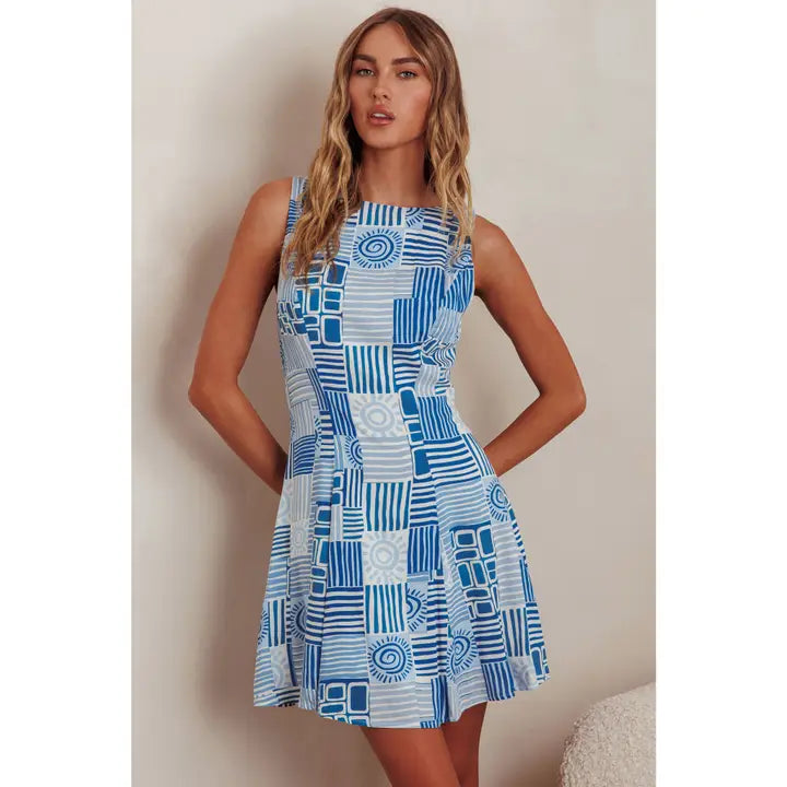 Mosaic Art Print Mini Dress