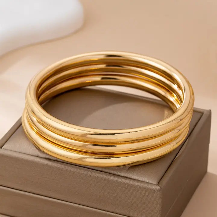 Chunky Triple Tube Bangle Set