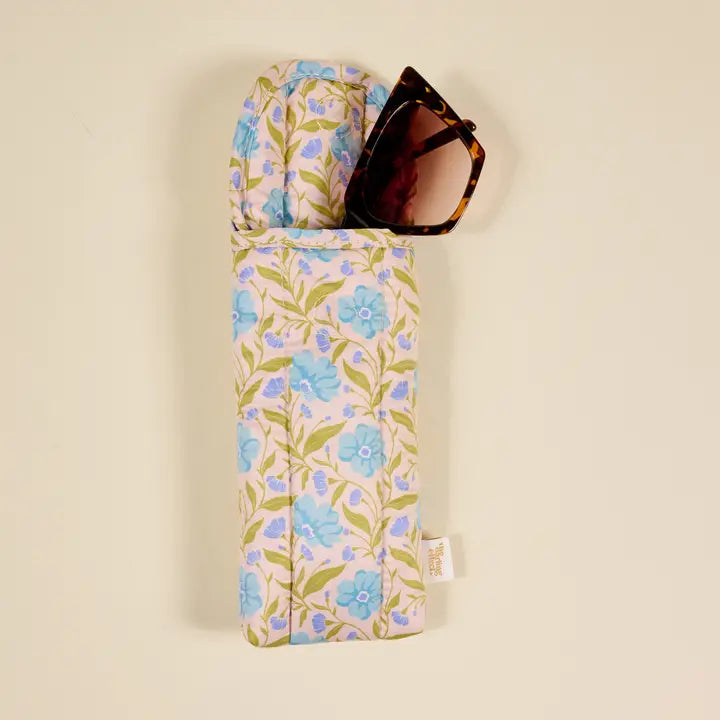 Puffy Sunglasses Case–Poppin' Petals Aqua