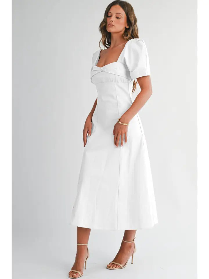 Mauve Puff Sleeve Midi Dress