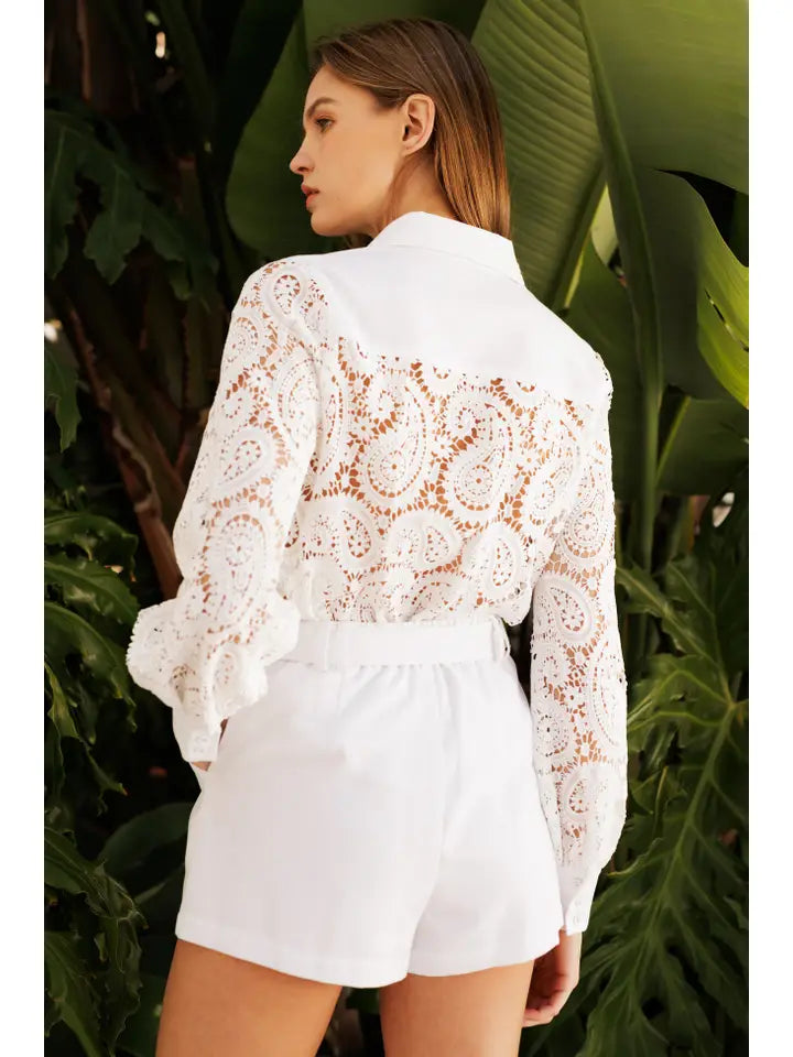 Boho Lace Long Sleeved Button Down