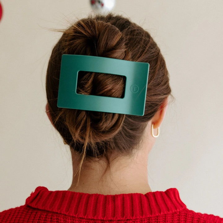 Flat Rectangle Hair Clip - teal
