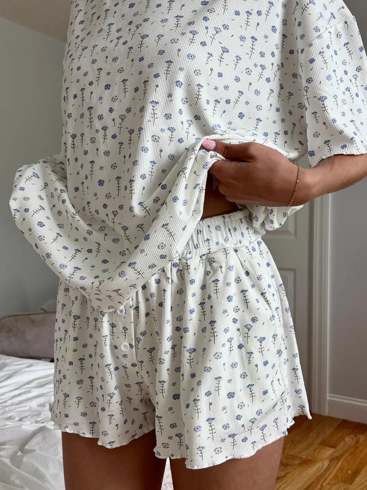 Ditsy Blue Floral Pajama Shorts