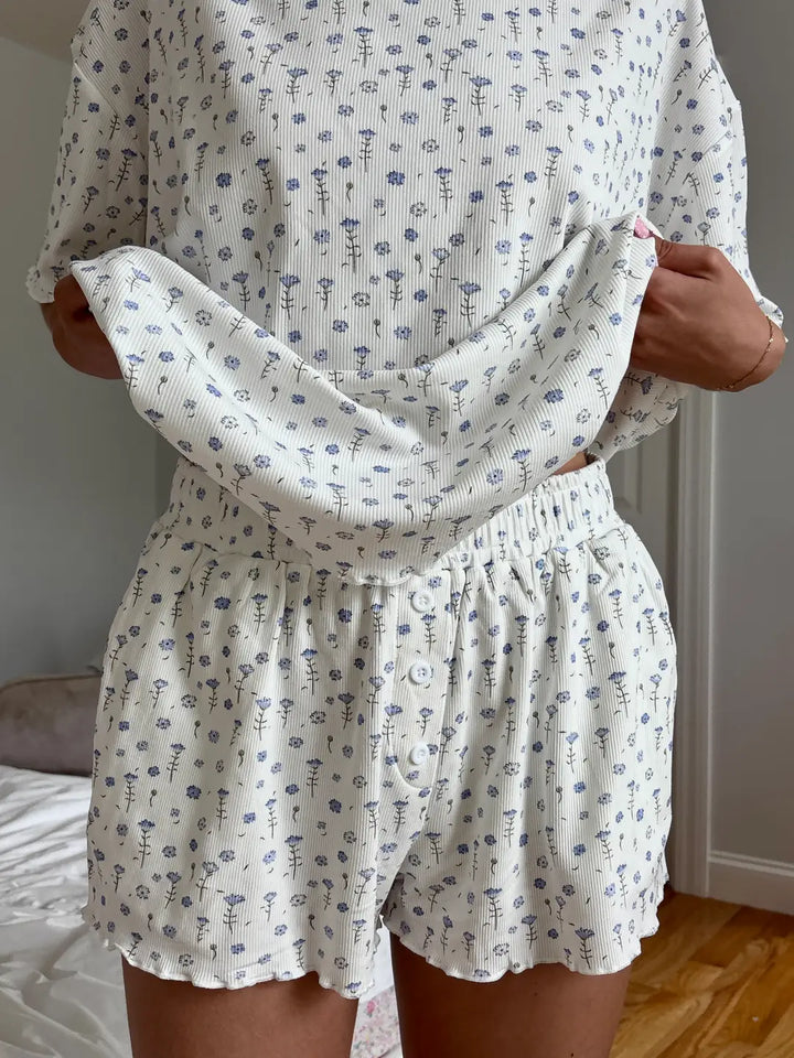 Ditsy Blue Floral Pajama Shorts
