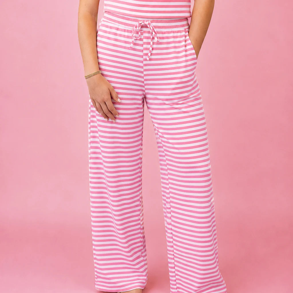 STRIPE MONOCHROME PANT-NEON PINK