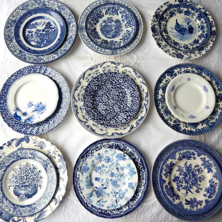 Mismatched Blue and White Plates Salad Side, Restaurant