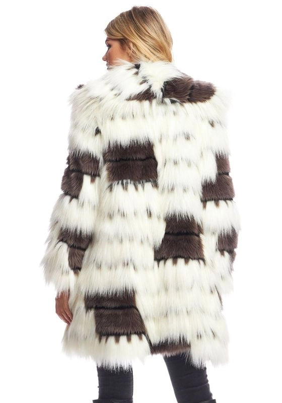 Faux Fur Alter Ego Shawl Collar Coat - Multicolor