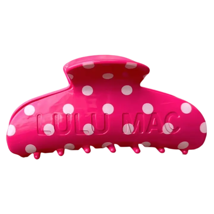 Lulu Mac Hair Clips LM-HR-1001-Hot Pink/White Dot
