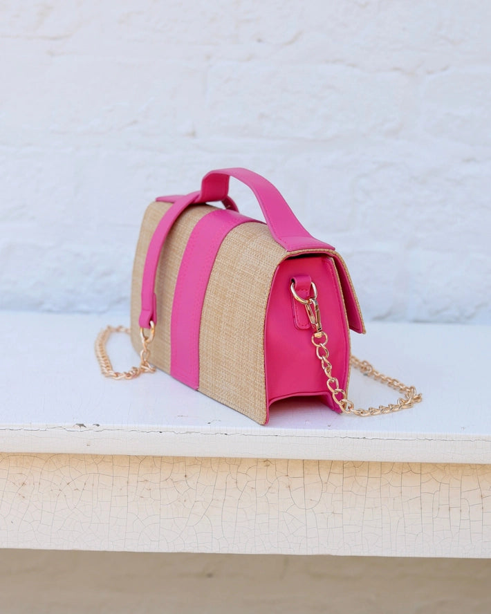 Waverly Clutch Natural Hot Pink