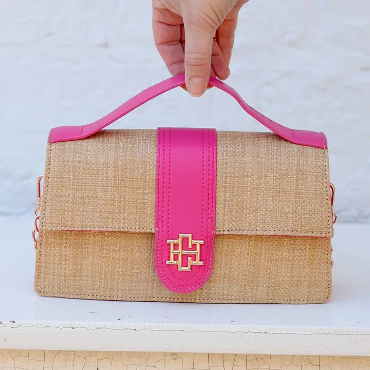 Waverly Clutch Natural Hot Pink