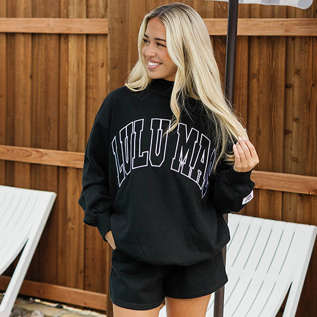 MOCKNECK TERRY CLOTH TOP-BLACK