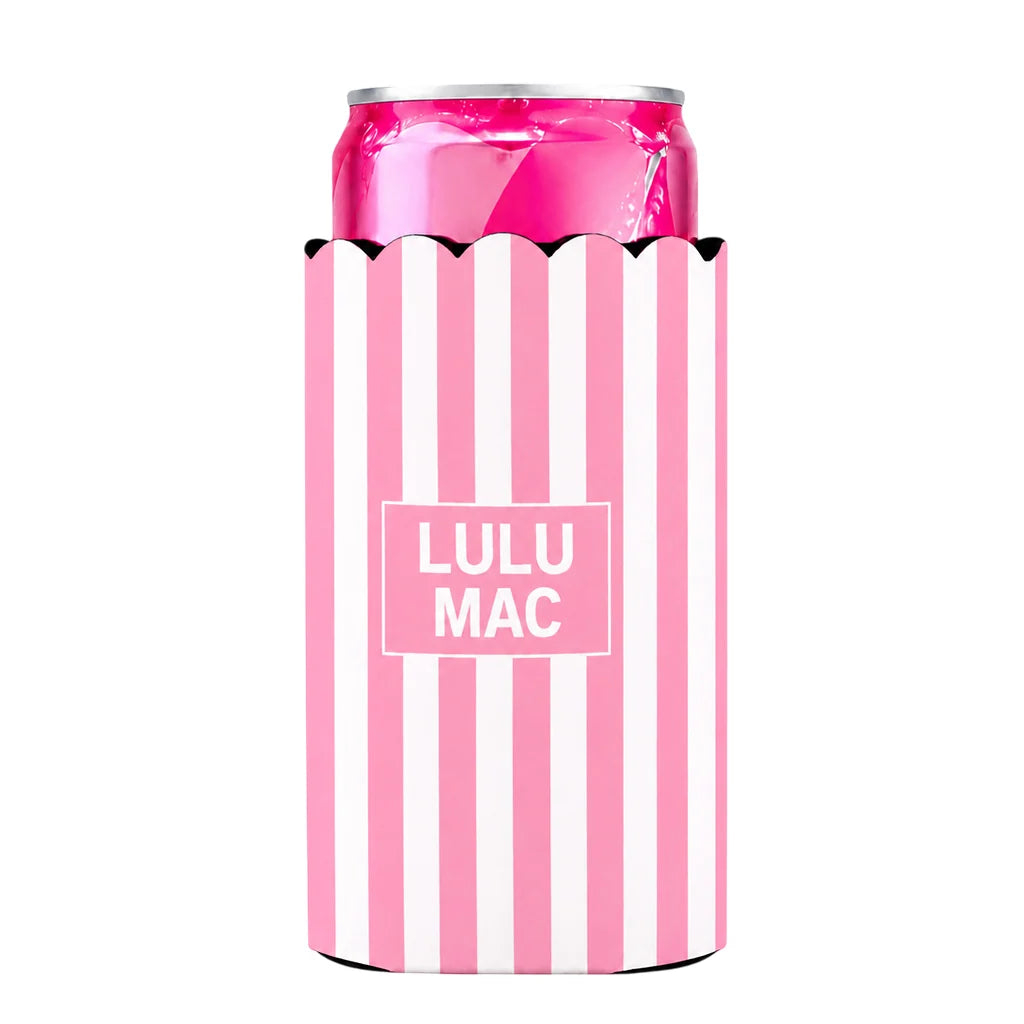 Lulu Mac Slim Can Koozie Light Pink Stripe